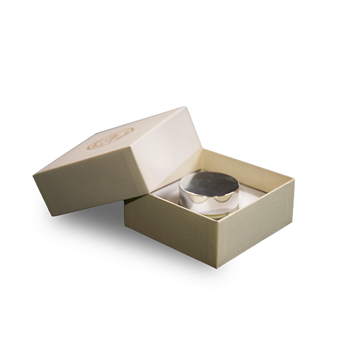 lid and base cream box with shaped internal in white foam